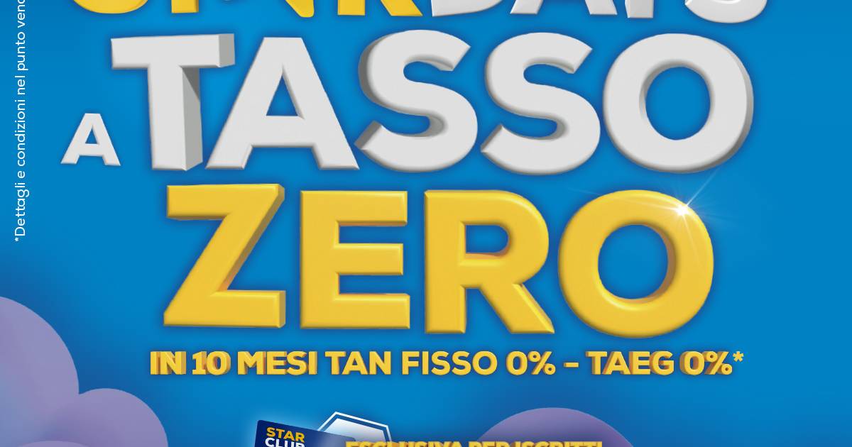 Da Euronics Dimo ci sono gli STAR DAYS a TASSO ZERO!