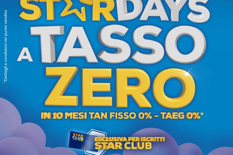 Da Euronics Dimo ci sono gli STAR DAYS a TASSO ZERO!
